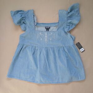Wrangler Retro Women's XL Denim Top Blouse Embroidered Boho Western Cotton